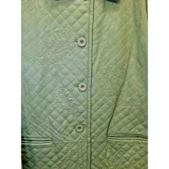 Leather Jacket Lightly Quilted Velvet Trim Pamela McCoy Size XL - Picture 2 of 16